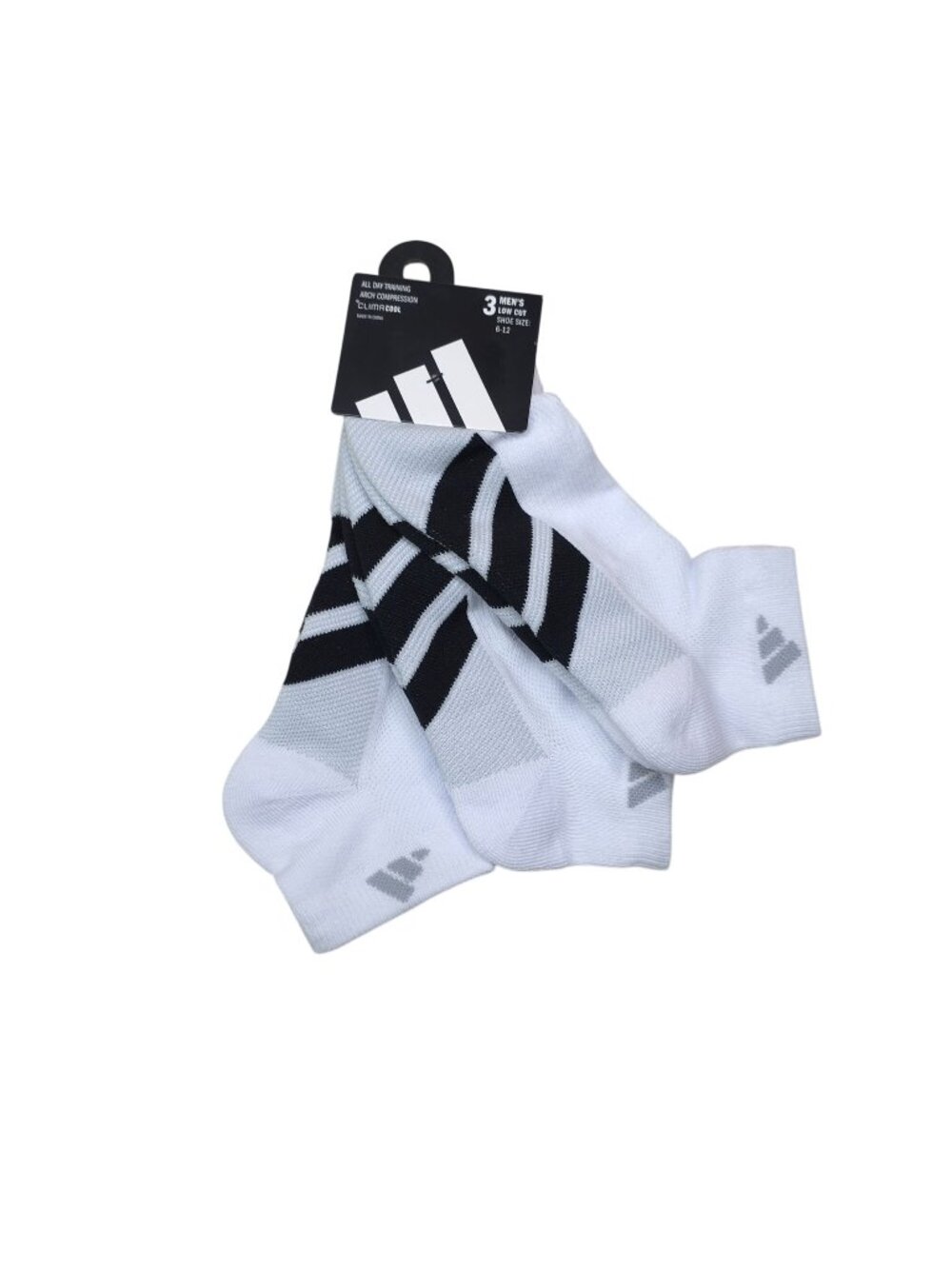 Adidas Mens Climacool Low-Cut Socks 3-Pack Arch Compression Cushioned Heel & Toe